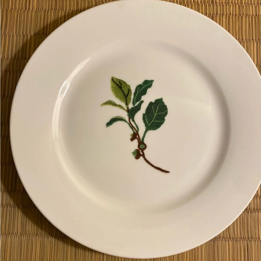 Crate and Barrel Salad Dessert Plates Set of 3 Sprigs Plates Botanical Plates